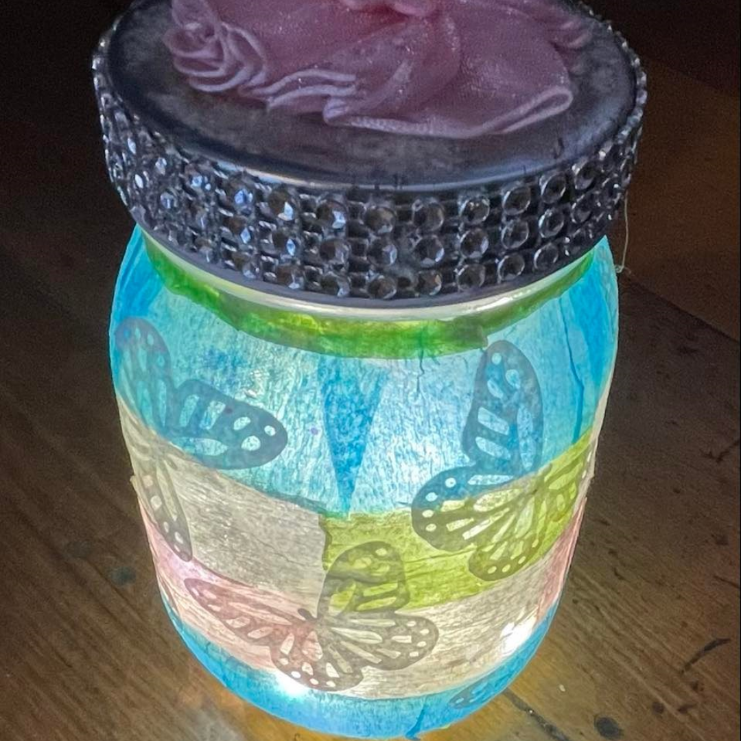 Craft Crepe Paper Lantern Jar Periwinkle
