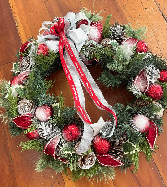 Large Christmas Wreath - Red Bauble