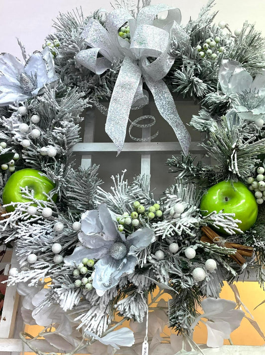 Snowy Wreath with Green Apples & Berries